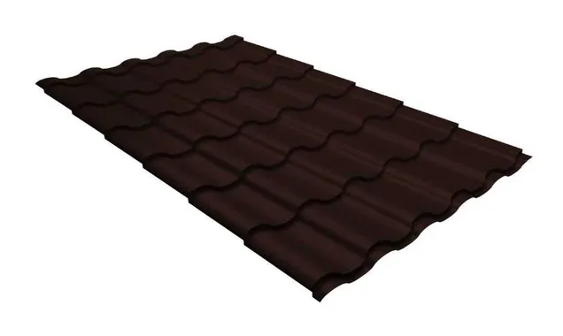 Металлочерепица Grand Line Kredo 0,5 GreenCoat Pural Matt BT RR 887 Шоколад