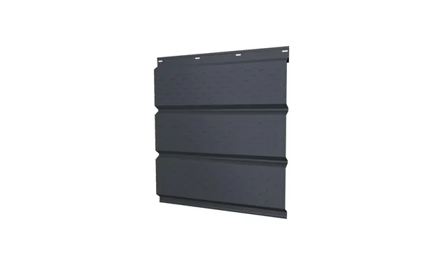 Софит металлический полная перфорация 0,5 GreenCoat Pural BT, matt с пленкой RR 21 светло-серый (RAL 7040 серое окно)