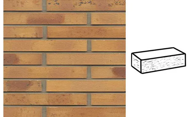 Кирпич клинкерный Muhr 06 K Hellbraun-bunt Kohle рустик, 290х90х40 мм