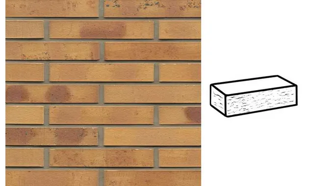 Кирпич клинкерный Muhr 06K Hellbraun-bunt Kohle рустик, 290х90х52 мм