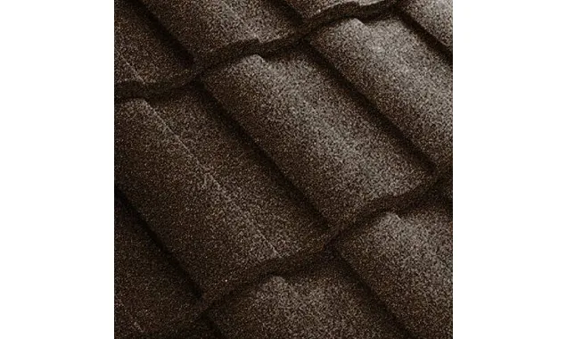 Композитная черепица Метротайл (Metrotile) серия MetroRoman, цвет айрон-барк, 1280х410 мм