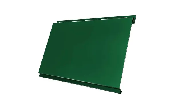 Металлический сайдинг Grand Line Вертикаль 0.45 мм classic Drap ST с пленкой RAL 6005 зеленый мох