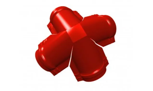 Четверник конька полукруглого Satin с пленкой RAL 3009 оксидно-красный