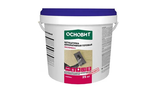 Штукатурка декоративная силикатная готовая к применению КОРОЕД ОСНОВИТ ЭКСТЕРВЭЛЛ OSl-2.0 WK база для колеровки, 25 кг