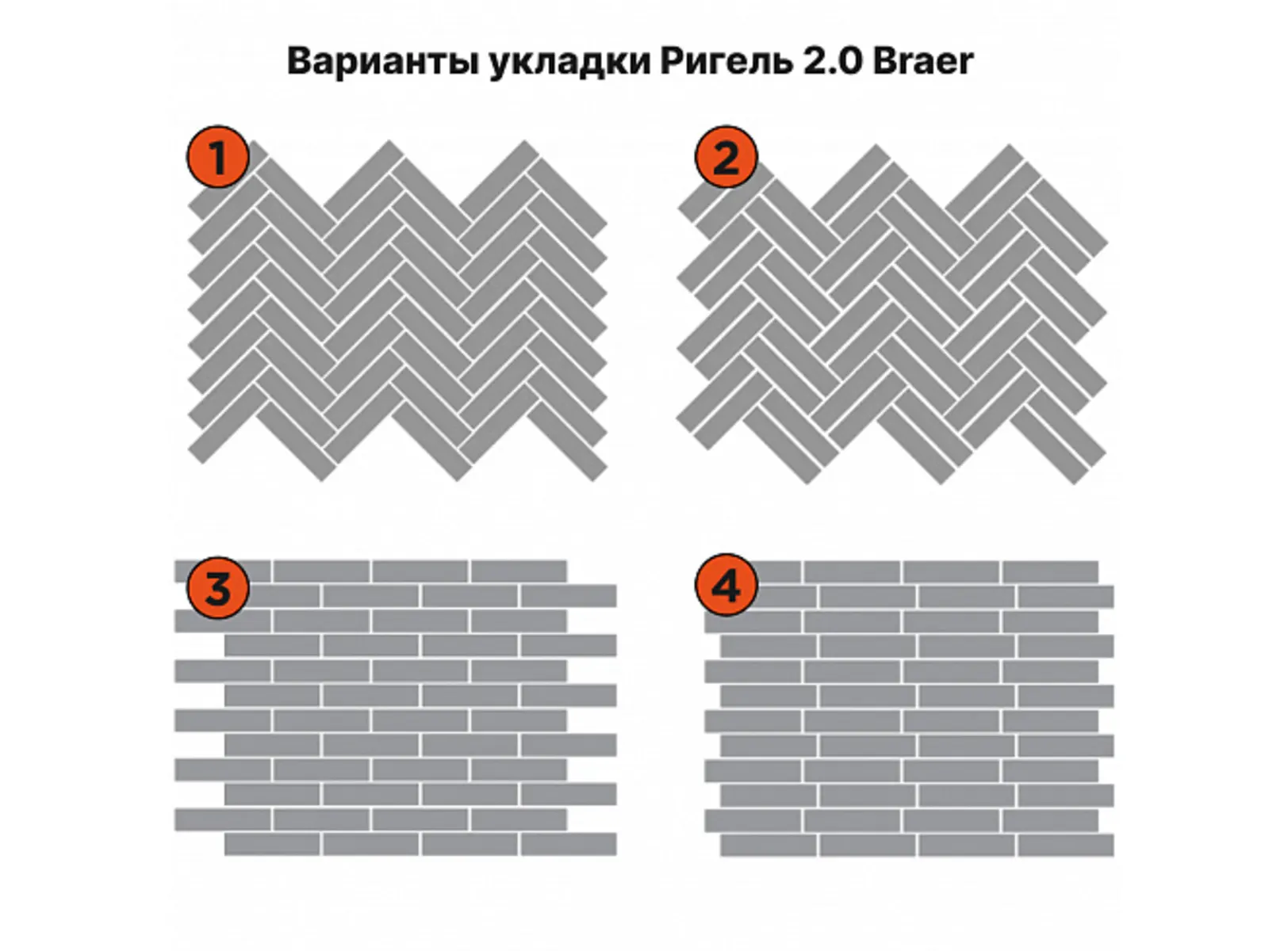 Тротуарная плитка Braer Ригель 2.0 320x80x60 мм Гранит на белом